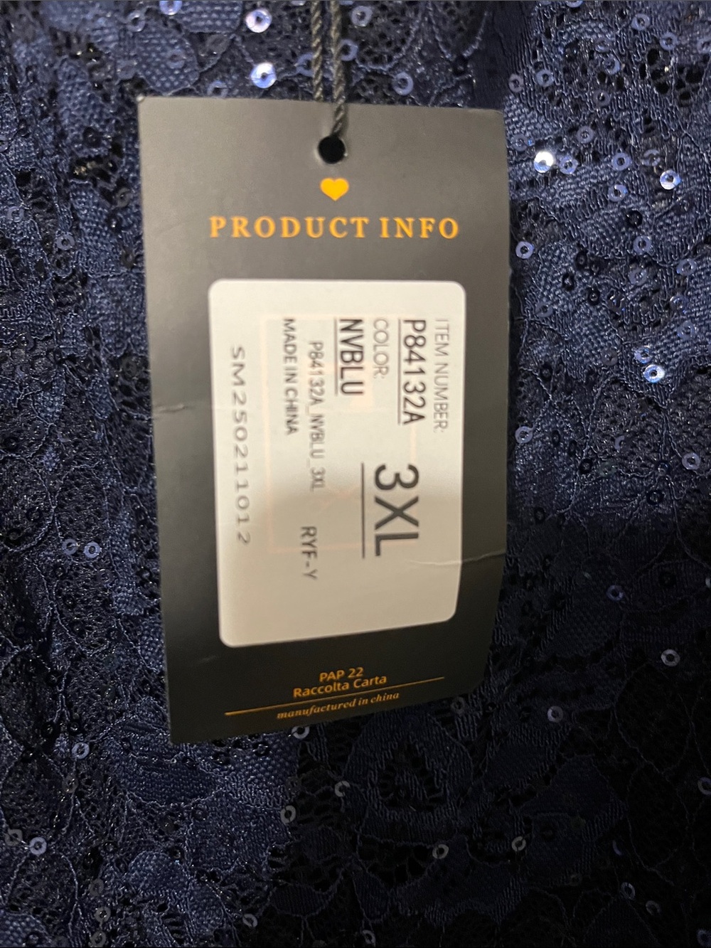 Navy Sequin Lace Evening Wedding Dress with Chiffon sleeves - Picture 7 of 7